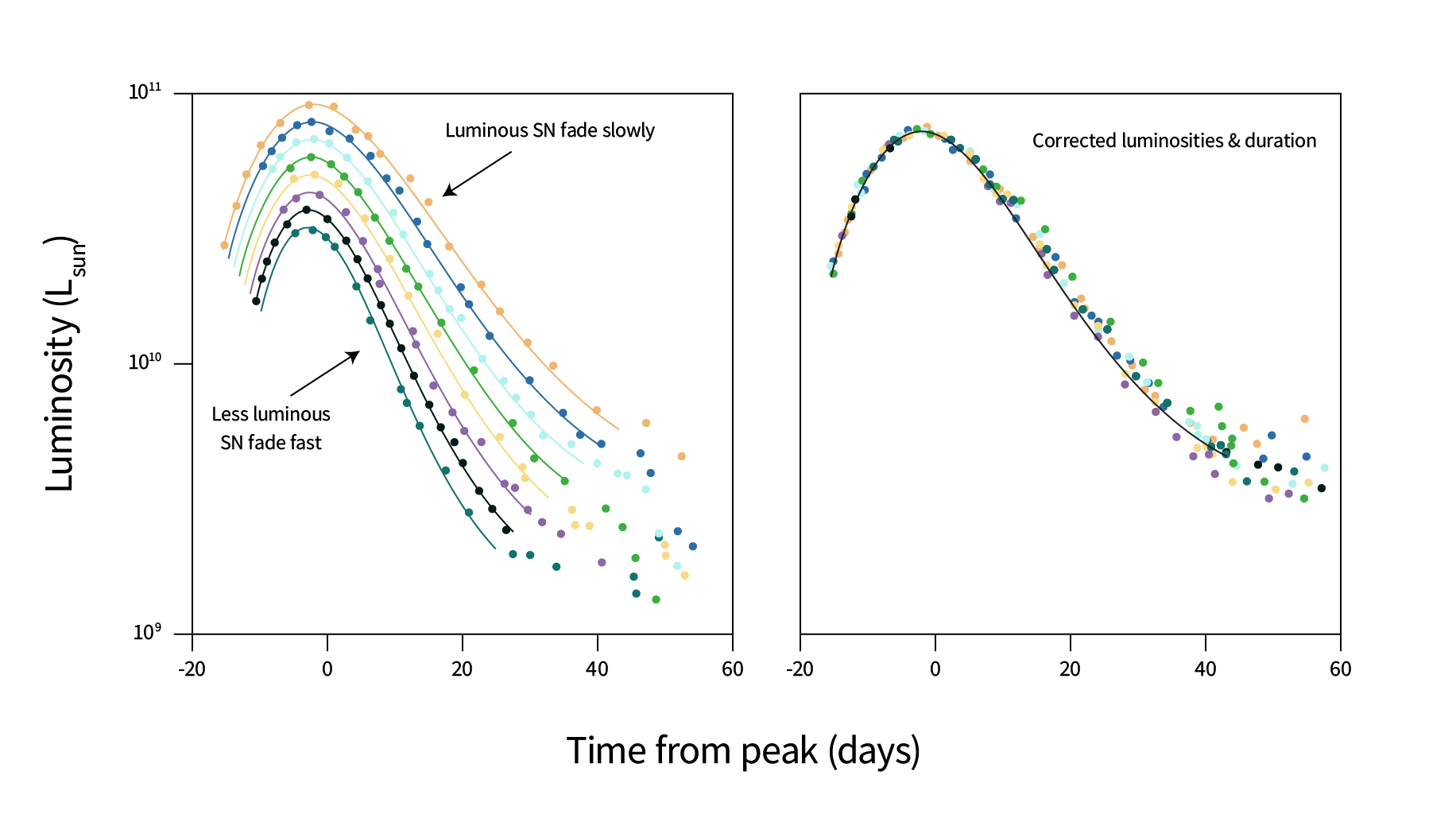 An illustration made to show Type Ia light curve template fitting.